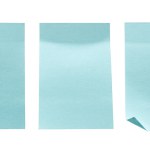 Blue sticky notes in old and new conditions with clipping path. People use these small pieces of paper as a reminder or space for new creative ideas.