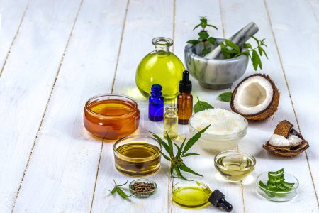 Photo for Homemade production of vegetable oils and cosmetics - Royalty Free Image