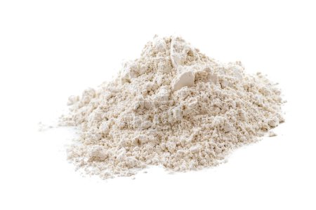 Pile of superfine white clay on white background.-stock-photo