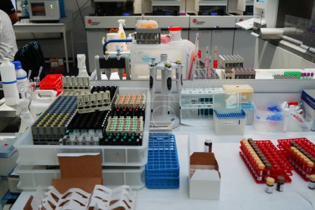 Photo for Technical platform of the Inovie 34 laboratory . Biochemistry bench. - Royalty Free Image