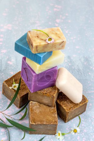 Various organic soaps made with natural products.