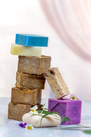 Various organic soaps made with natural products.