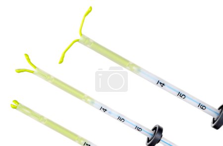 Photo for The IUD in 3 positions, top view, on a white background. - Royalty Free Image