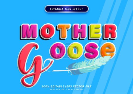 Illustration for Colorful 3d mother goose text effect. title text effect - Royalty Free Image