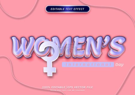 Illustration for International womens day text effect. editable font effect style - Royalty Free Image