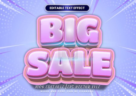 Illustration for Promotions text template for ads. Big sale editable text effect with cartoon style effect. - Royalty Free Image