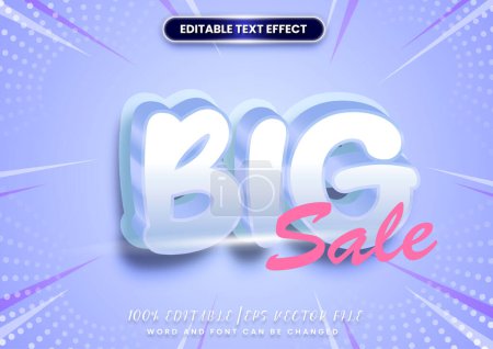 Illustration for Promotions text template for ads. Big sale editable text effect with cartoon style effect. - Royalty Free Image