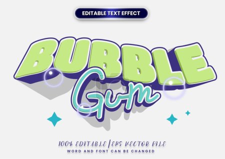 Cute text style effect. bubble gum text comic style effect editable.