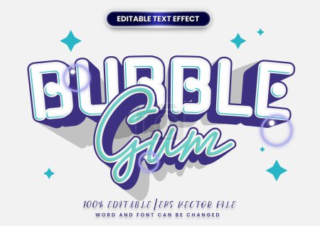 Illustration for Cute text style effect. bubble gum text comic style effect editable. - Royalty Free Image