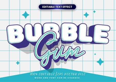Illustration for Cute text style effect. bubble gum text comic style effect editable. - Royalty Free Image