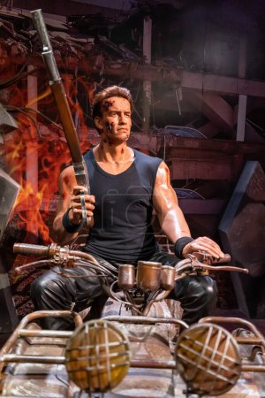 Photo for Shah Alam, Malaysia - April 17,2023  : Arnold Alois Schwarzenegger's wax figure displayed at Red Carpet 2 in I-City Shah Alam. - Royalty Free Image