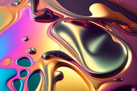 Abstract rainbow liquid gradient background. Smooth iridescent fluid 3d illustration