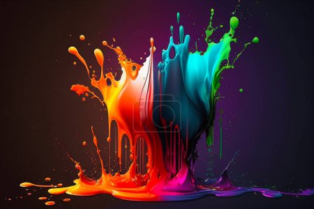 Téléchargez les photos : Élégante dynamique éclaboussure fluide coloré de fond aquarelle. Illustration 3d du gradient liquide abstrait - en image libre de droit