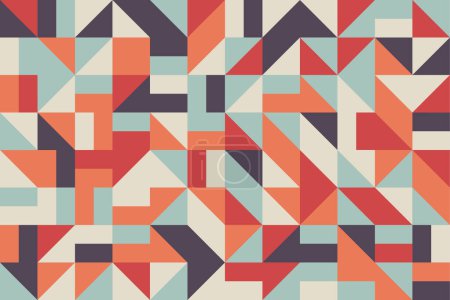 Illustration for Abstract flat colorful geometric mosaic seamless pattern - Royalty Free Image