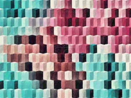 Foto de Colorido mosaico abstracto con un fondo de textura áspera. Fondo de patrón cuadrado de color. Imagen para papel pintado creativo o trabajo de arte de diseño. Fondo tiene espacio de copia para el texto. - Imagen libre de derechos