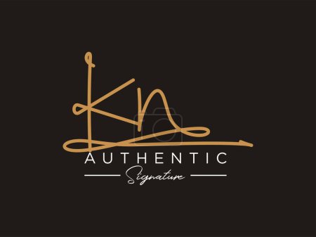 Illustration for KN Signature Logo Template Vector. - Royalty Free Image