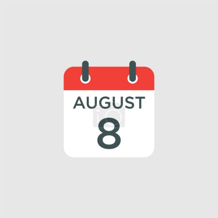 Kalender - 8. August Icon Illustration isoliert Vektor Zeichen Symbol