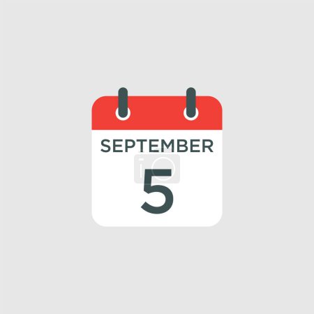 Téléchargez les photos : Calendrier - 5 septembre icône illustration isolé signe vectoriel symbole - en image libre de droit
