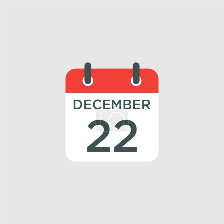 Kalender - 22. Dezember Icon Illustration isoliert Vektor Zeichen Symbol