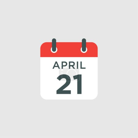 Téléchargez les photos : Calendrier - 21 avril icône illustration isolé signe vectoriel symbole - en image libre de droit