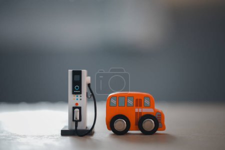 Photo for EV charging station for electric car in concept of green energy and eco power produced from sustainable source to supply to charger station in order to reduce CO2 emission . - Royalty Free Image