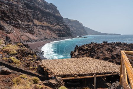 Recreational areas for barbecues on the Verodal beach on El Hierro Island. Canary Islands