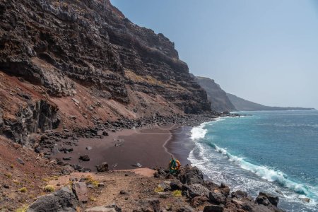 Verodal Beach, beautiful volcanic stones on the coast of El Hierro Island. Canary Islands