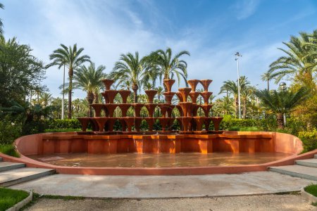 Glorieta Fountain in the Palm Grove Park in the city of Elche. Spain