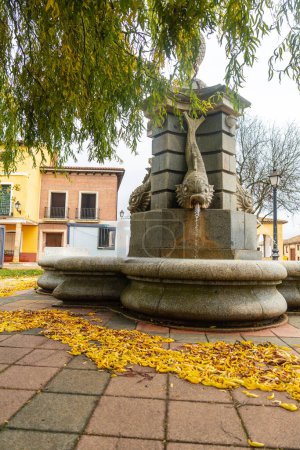 Foto de Hermosa fuente de agua en el pueblo de Villalon de Campos, Valladolid. España - Imagen libre de derechos