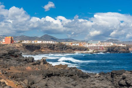 Vue sur la plage depuis Bufadero de La Garita (Telde), Gran Canaria, Îles Canaries