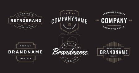 Illustration for Retro logo set with typography on black background. Vintage logotypes, labels and badges collection Vol. 2 - Royalty Free Image