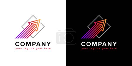 Foto de Logotipo lineal con flecha colorida como símbolo de rápido crecimiento, progreso y desarrollo. Adecuado para concepto de negocios, finanzas y tecnología. - Imagen libre de derechos