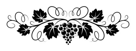 Foto de Uvas patrón decorativo de la vid. Ilustración gráfica para la etiqueta de zumo de uva o vino, emblema o pancarta. - Imagen libre de derechos