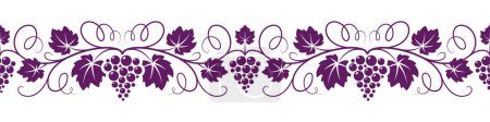 Foto de Uvas patrón horizontal sin costura de la vid. Ilustración decorativa para jugo de uva o etiqueta de vino, diseño de pancartas. - Imagen libre de derechos