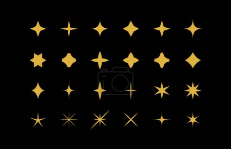 Foto de Conjunto de iconos de estrellas brillantes. Sparkles colección de símbolos. - Imagen libre de derechos