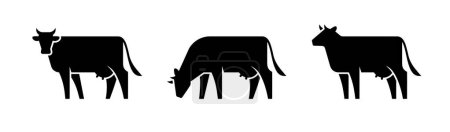 Foto de Tres siluetas de vaca. Leche, símbolo de los productos lácteos. - Imagen libre de derechos