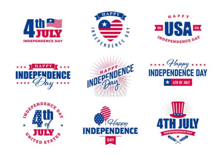 Foto de 4 de julio, Estados Unidos Conjunto de emblemas, etiquetas e insignias del día de la independencia. Tarjeta de felicitación o elemento de diseño de banner. - Imagen libre de derechos