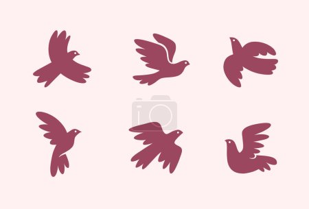 Foto de Conjunto de siluetas de aves voladoras abstractas num.1. Logotipo de paloma linda, icono de vector. - Imagen libre de derechos
