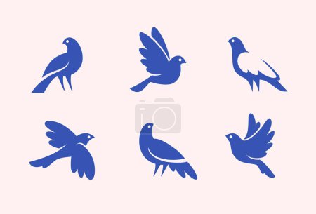 Foto de Conjunto de iconos de pájaro abstracto núm. 2. Lindo pequeño gorrión o logotipo de paloma, silueta de vector de aves. - Imagen libre de derechos