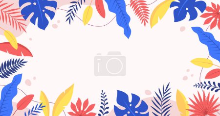 Foto de Fondo colorido de verano con hojas tropicales con un espacio de copia para texto. - Imagen libre de derechos