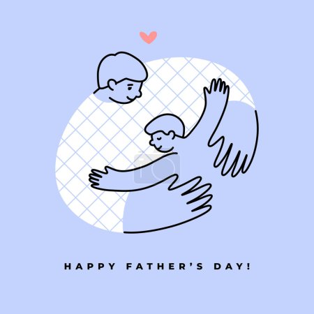 Foto de Feliz Día del Padre tarjeta de felicitación o diseño de banner. Ilustración gráfica del abrazo de padre e hijo. - Imagen libre de derechos