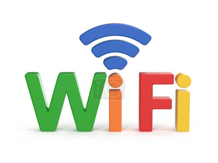 Symbole Wifi coloré, Il s'agit d'une image générée par ordinateur en 3D. Isolé sur blanc.