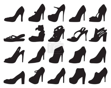 Photo for Black silhouettes of shoes on white background - Royalty Free Image