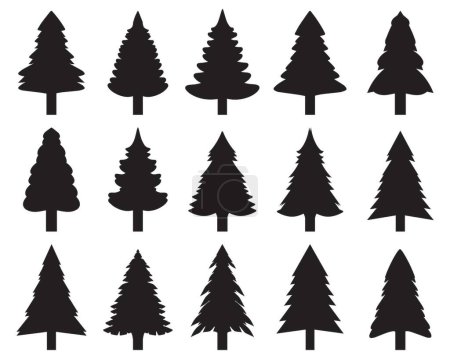 Photo for Christmas tree icons, black silhouettes on a white background - Royalty Free Image