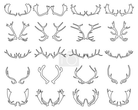 Photo for Illustrations of different deer horns on a white background - Royalty Free Image