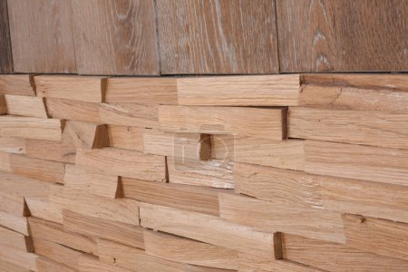 Foto de Wooden structure from small wooden picies as textured background - Imagen libre de derechos
