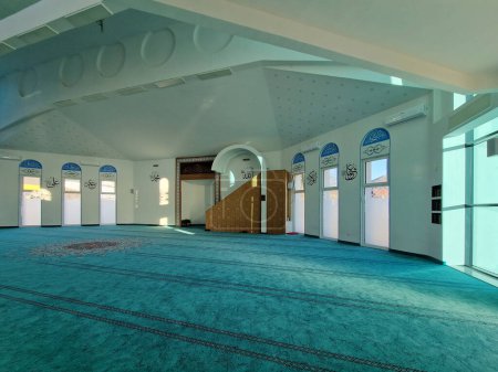 Photo for Vogosca modernand new mosque in Sarajevo, Bosnia and Herzegovina, interior - Royalty Free Image