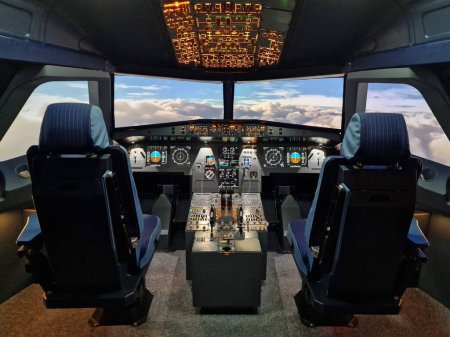 Photo for Real Flight Hydraulic Simulator for the Training of the Pilots. - Royalty Free Image