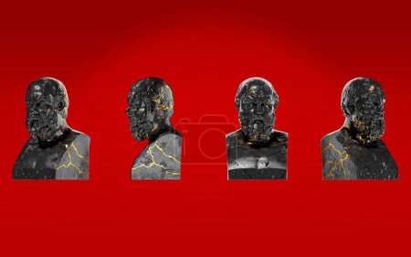 Foto de Retrato digital Sócrates en mármol negro y oro Graphic Asse - Imagen libre de derechos