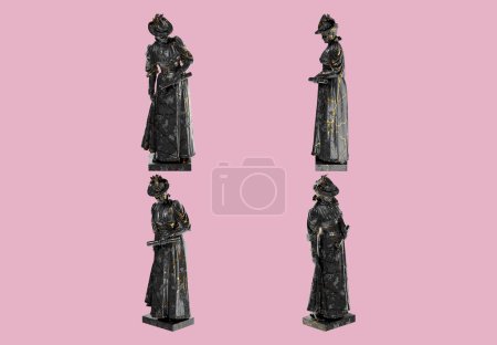 Téléchargez les photos : Sculpture d'une dame Emilie Marie Rovsing genou Raaschou Renaissance Portrait Buste en marbre noir et Gol - en image libre de droit